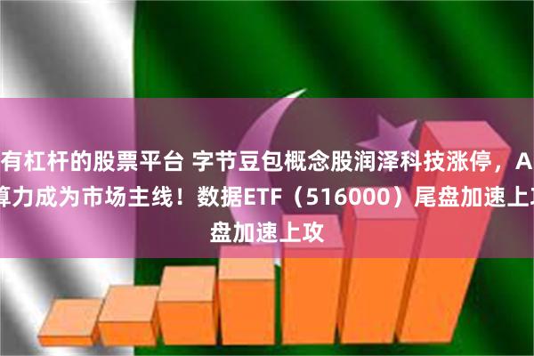 有杠杆的股票平台 字节豆包概念股润泽科技涨停,AI算力成为市场主线!数据ETF(516000)尾盘加速上攻