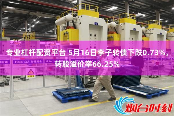 专业杠杆配资平台 5月16日李子转债下跌0.73%,转股溢价率66.25%